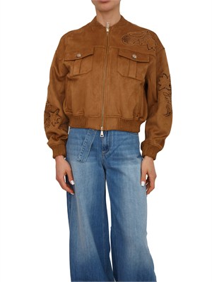 Giubbino bomber Ermanno Firenze in camoscio ecologico cuoio in DONNA