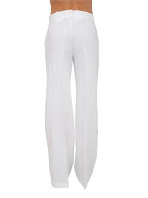 Pantaloni Ermanno Firenze in lino bianco con ricami in DONNA