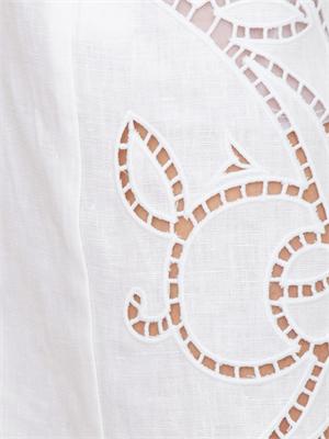Pantaloni Ermanno Firenze in lino bianco con ricami in DONNA
