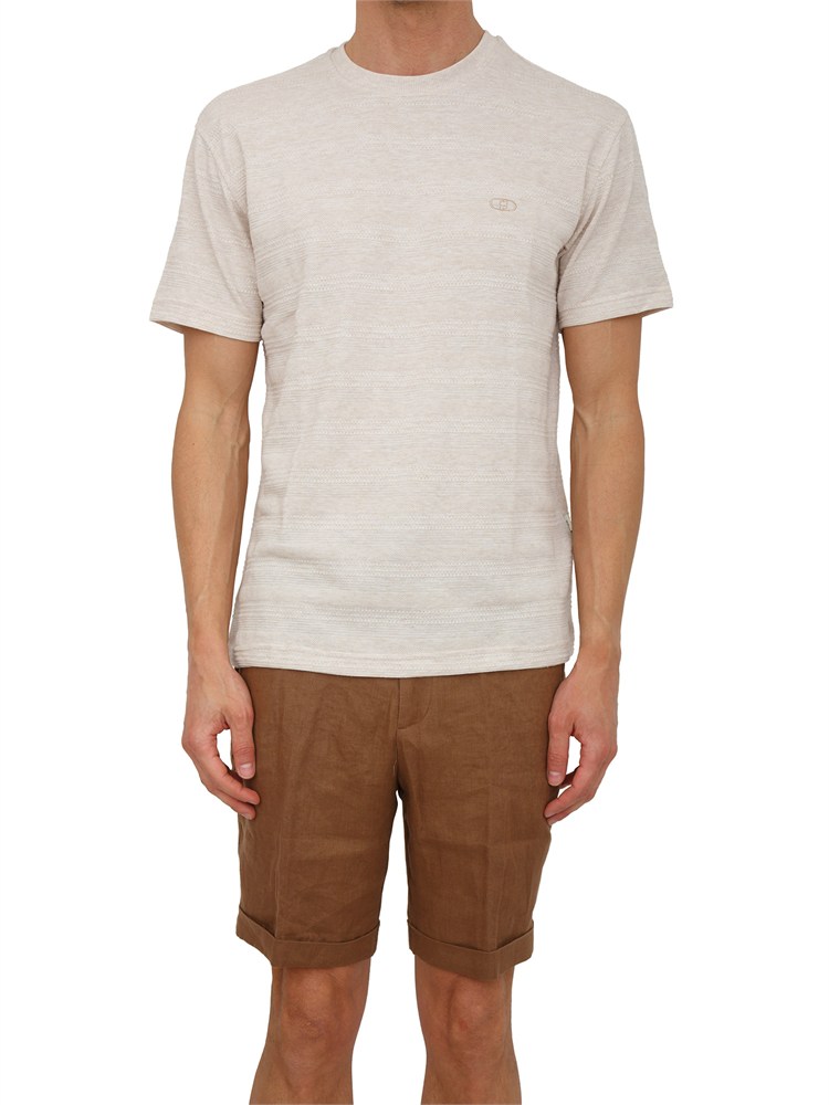 T-shirt Liu Jo uomo misto cotone beige lavorata