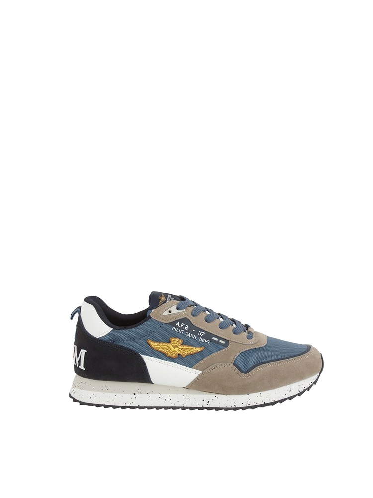 Sneakers blu Aeronautica Militare in mesh e suede