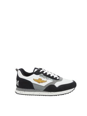 Sneakers bianche Aeronautica Militare in mesh e suede in UOMO