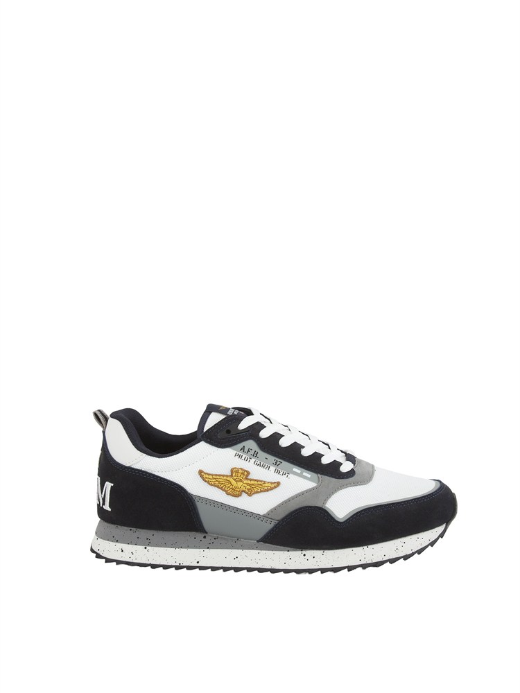 Sneakers bianche Aeronautica Militare in mesh e suede