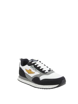 Sneakers bianche Aeronautica Militare in mesh e suede in UOMO