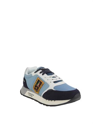 Sneakers celesti Aeronautica Militare in mesh e suede in UOMO