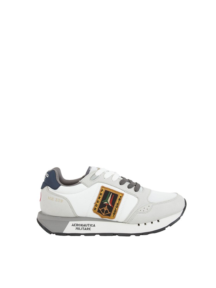 Sneakers bianche Aeronautica Militare in mesh e suede