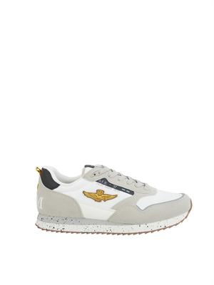 Sneakers bianche Aeronautica Militare in mesh e suede in UOMO