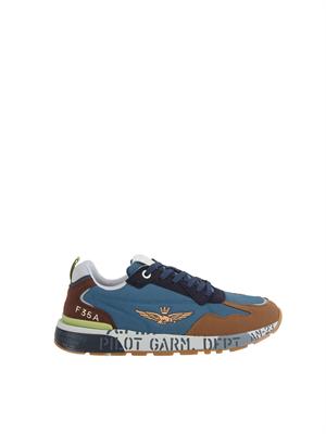 Sneakers blu Aeronautica Militare in ripstop e suede in UOMO