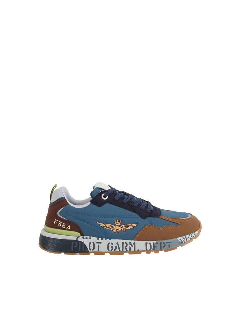 Sneakers blu Aeronautica Militare in ripstop e suede