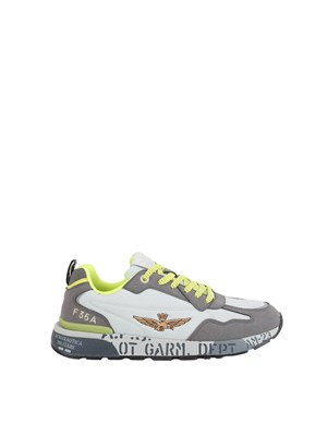 Sneakers grigie Aeronautica Militare in ripstop e suede in UOMO