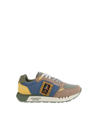 Sneakers verdi Aeronautica Militare in mesh e suede in UOMO