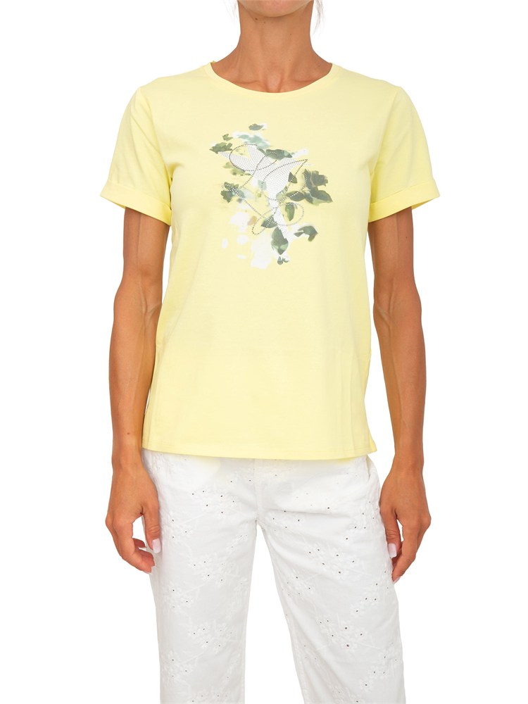 T-shirt Liu Jo donna in cotone giallo con logo