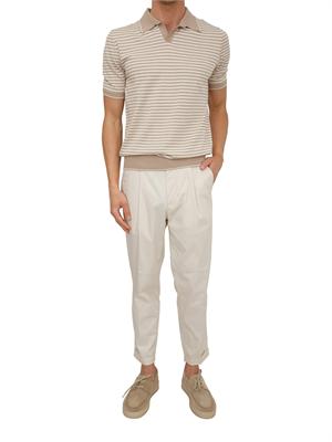Polo Aiace Galassi in maglia di cotone a righe bianco beige in UOMO