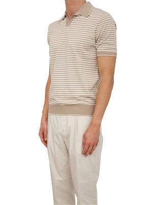 Polo Aiace Galassi in maglia di cotone a righe bianco beige in UOMO