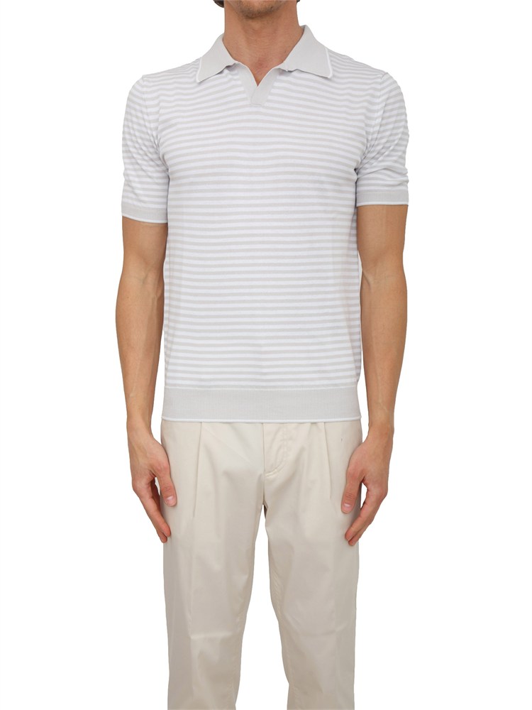 Polo Aiace Galassi in maglia di cotone a righe bianco grigia