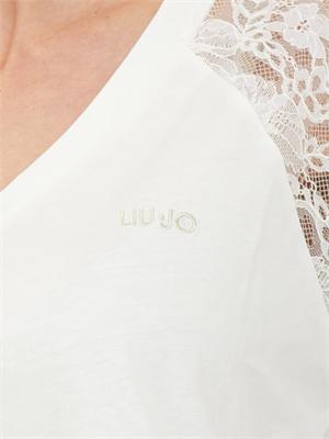 T-shirt Liu Jo donna in cotone bianco con pizzo in DONNA