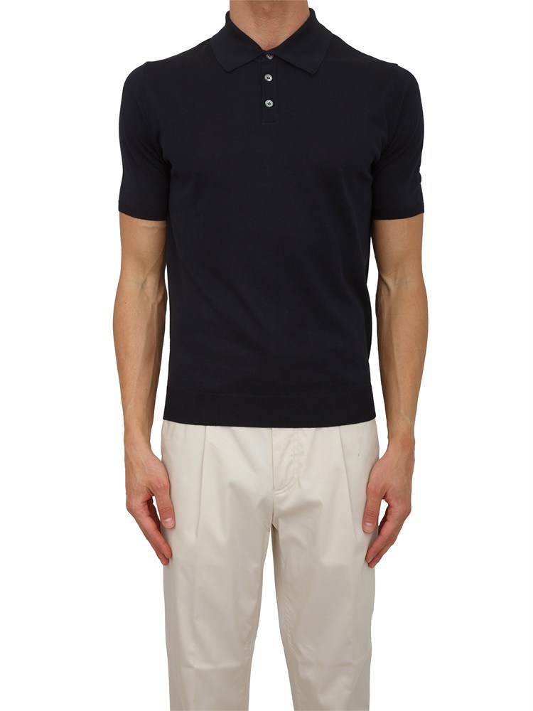 Polo nera Aiace Galassi in maglia di seta e cotone