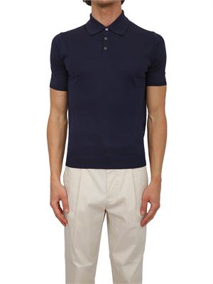 Polo blu Aiace Galassi in maglia di seta e cotone in UOMO
