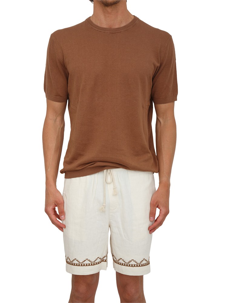 T-shirt Liu Jo uomo in maglia di lino e cotone marrone