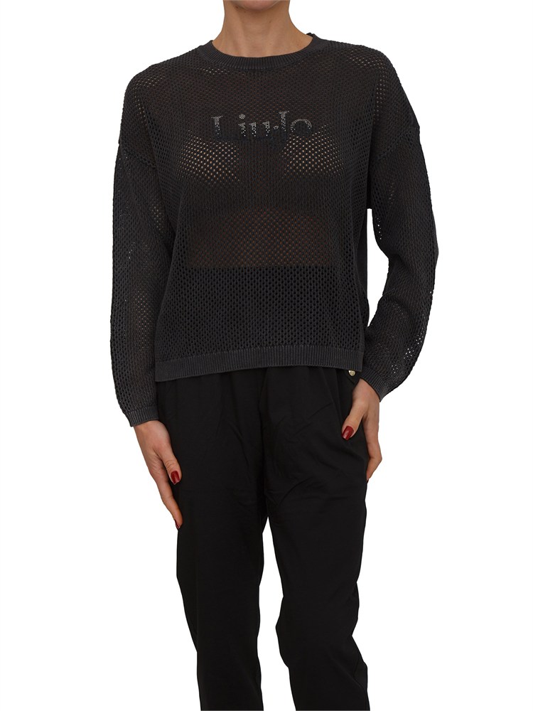 Maglia Liu Jo donna in tessuto traforato nero