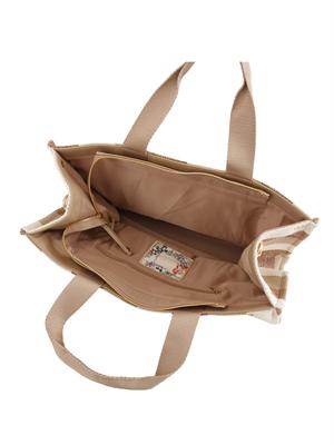 Borsa tote grande Liu Jo in canvas a righe beige in DONNA