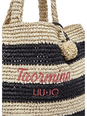 Borsa Liu Jo donna in paglia con fantasia rigata nera in DONNA
