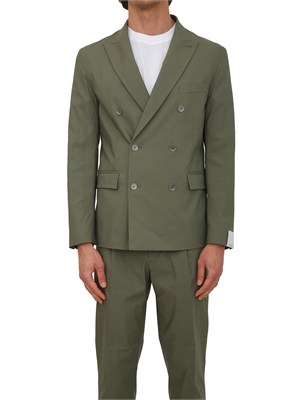 Giacca doppiopetto Paolo Pecora in misto cotone verde in UOMO