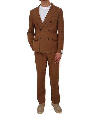 Pantaloni Paolo Pecora in lino e viscosa marroni in UOMO