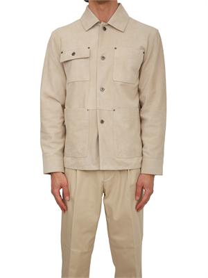 Giubbotto Paolo Pecora in pelle scamosciata avorio in UOMO