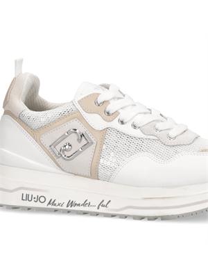 Sneakers Liu Jo donna in pelle bianca con inserti paillettes e suede in DONNA