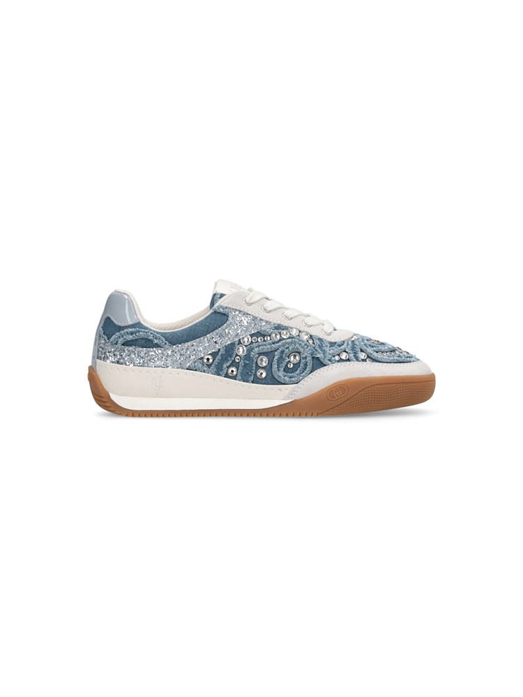 Sneakers Liu Jo donna in denim con glitter e gioielli