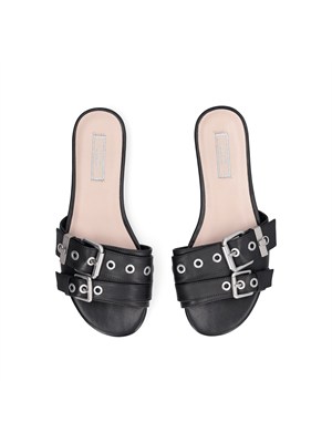 Ciabatte Liu Jo donna in pelle nera con cinturini in DONNA