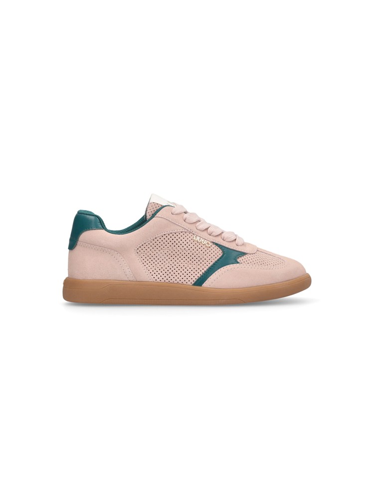 Sneakers Liu Jo donna in suede traforato rosa e dettagli pelle