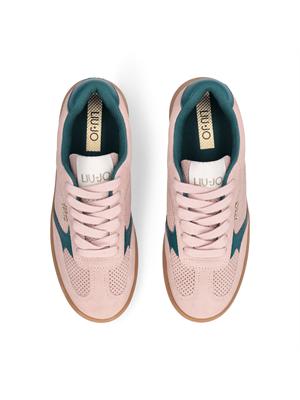 Sneakers Liu Jo donna in suede traforato rosa e dettagli pelle in DONNA