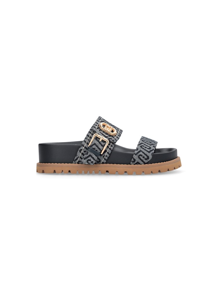 Sandali Liu Jo donna in tessuto blu jacquard all over