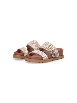 Sandali Liu Jo donna in tessuto avorio logo jacquard all over in DONNA