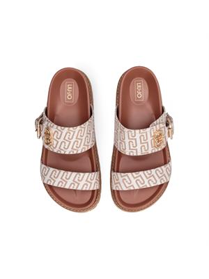 Sandali Liu Jo donna in tessuto avorio logo jacquard all over in DONNA