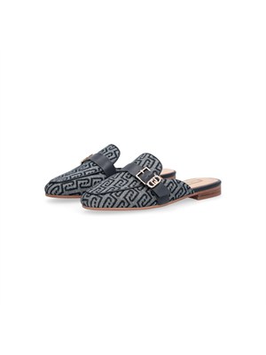 Mules Liu Jo donna in tessuto blu con logo jacquard all over in DONNA