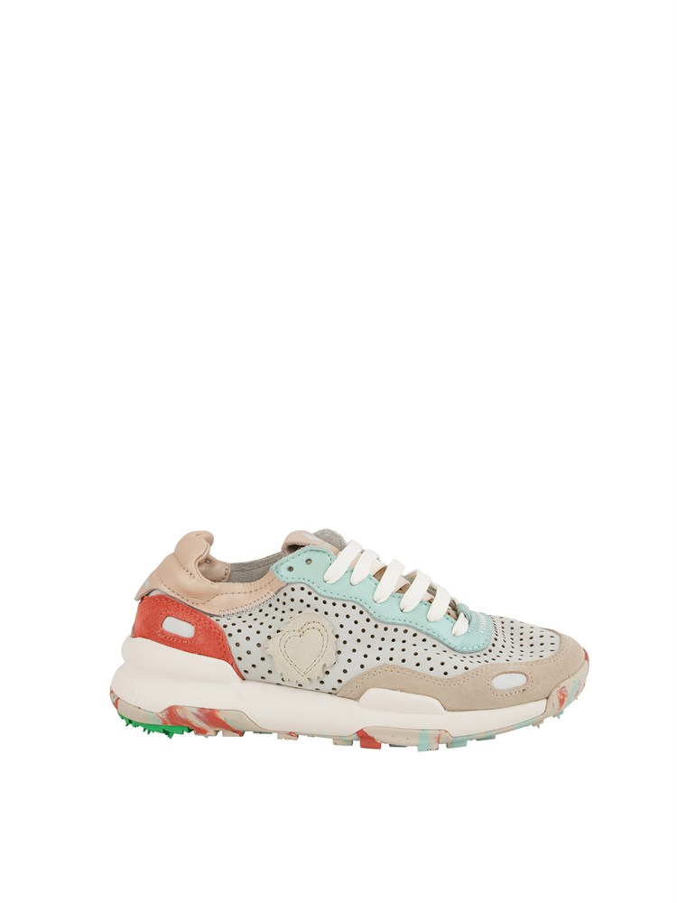 Sneakers Chacrona Satorisan in pelle ecru multicolor