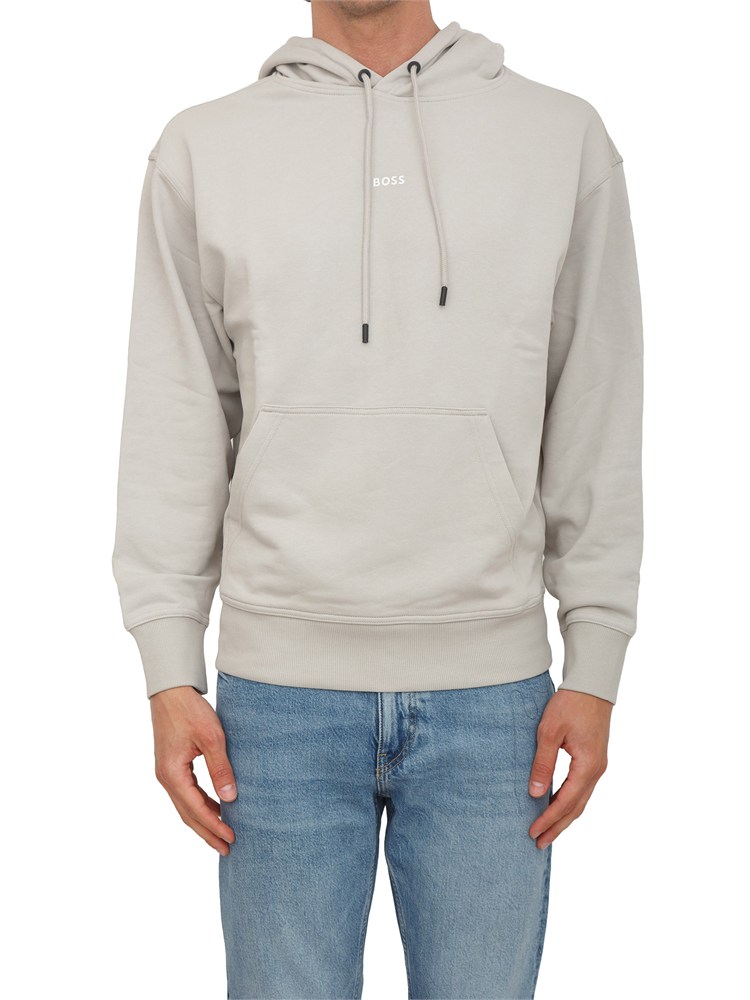 Felpa BOSS uomo in cotone beige