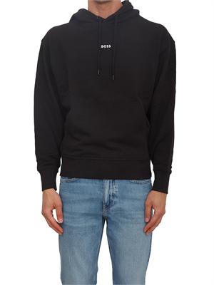 Felpa nera BOSS uomo in cotone in UOMO