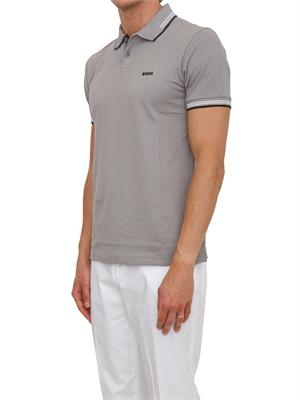 Polo Boss uomo in cotone elasticizzato grigio con profili in UOMO