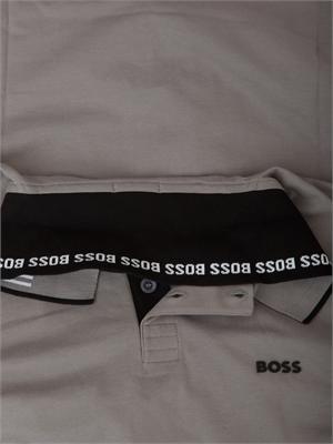 Polo Boss uomo in cotone elasticizzato grigio con profili in UOMO