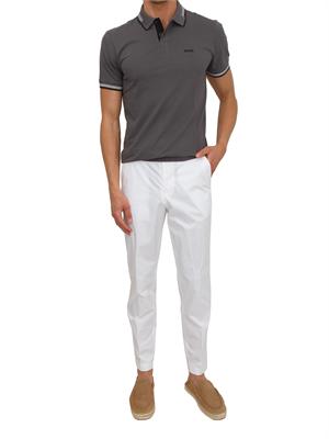Polo Boss uomo in cotone elasticizzato grigio con profili in UOMO