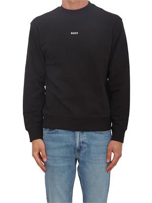 Felpa nera Boss uomo in cotone in UOMO