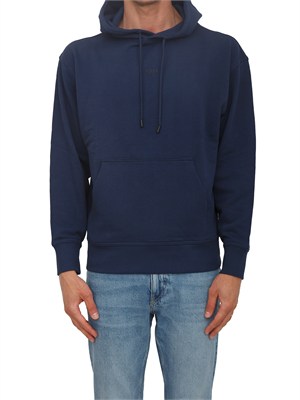 Felpa blu BOSS uomo in cotone in UOMO