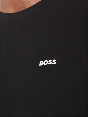 T-shirt nera BOSS uomo in cotone elasticizzato in UOMO