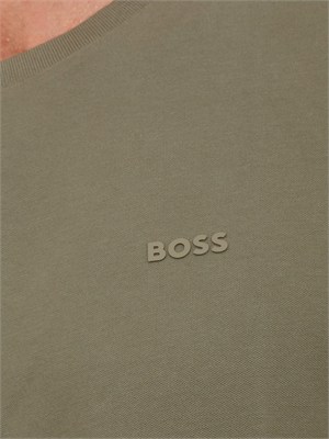 T-shirt BOSS uomo in cotone elasticizzato verde in UOMO