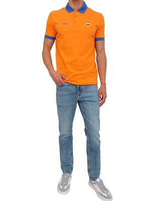 Polo BOSS uomo in cotone arancione patch bandiera in UOMO