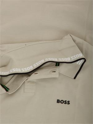 Polo Boss uomo in cotone elasticizzato beige con profili in UOMO